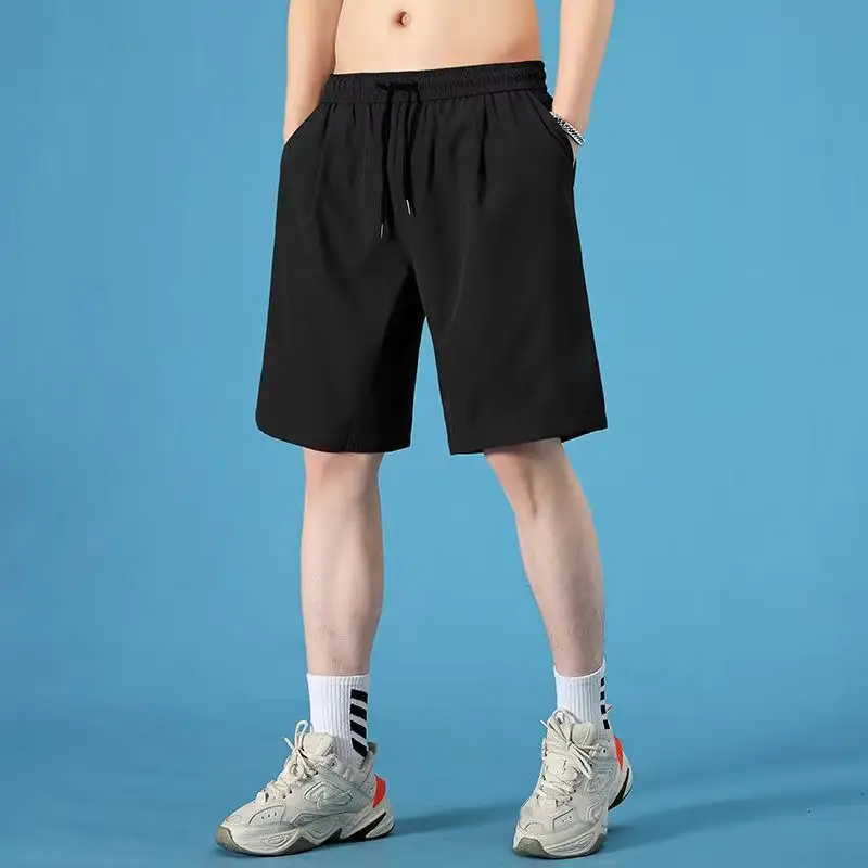 Men Ice Silk Thin Shorts Light Grey Sweatpants - Image 2