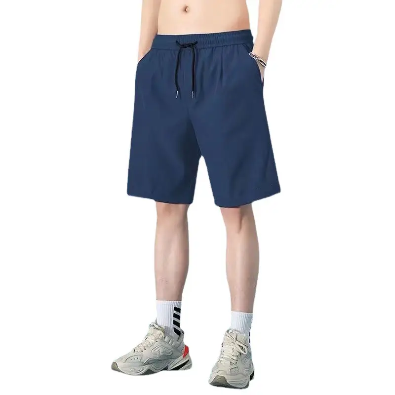 Men Ice Silk Thin Shorts Light Grey Sweatpants - Image 6