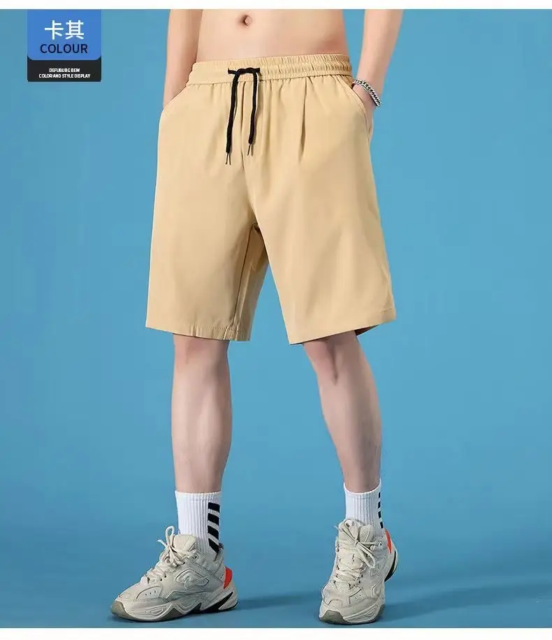 Men Ice Silk Thin Shorts Light Grey Sweatpants — feature 13