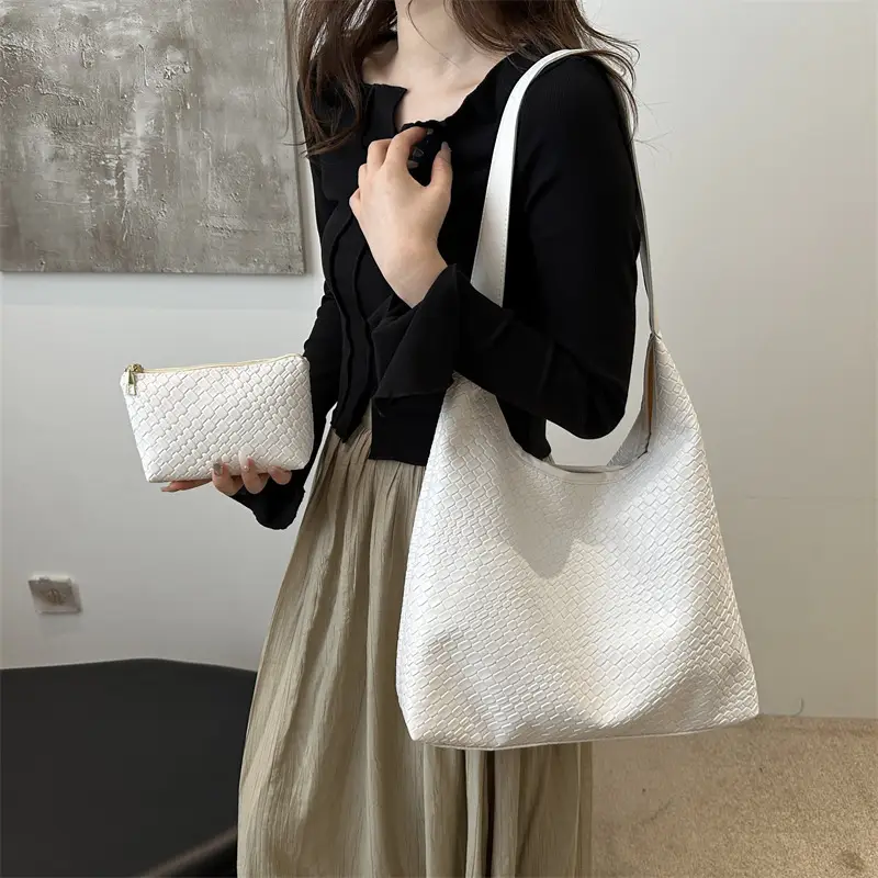 Brown Woven Shoulder Tote Bag for Women