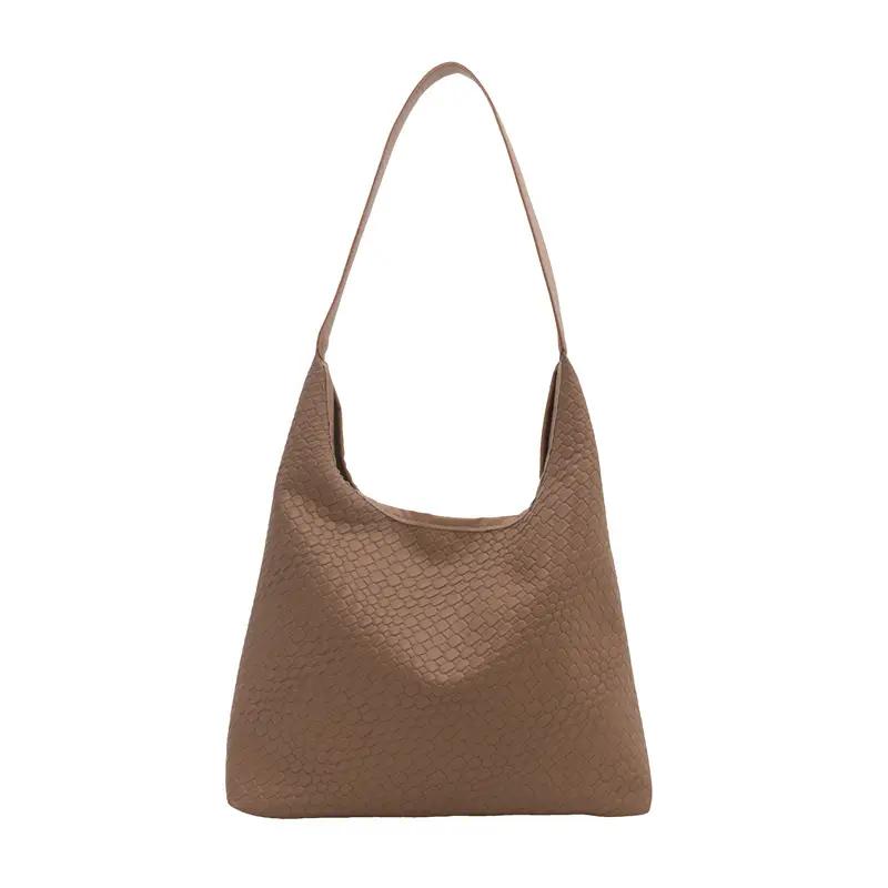 Brown Woven Shoulder Tote Bag for Women