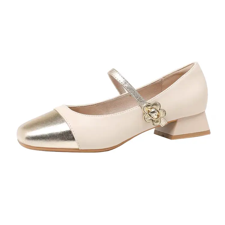 Colorblock Mary Jane Women's Shoes 2024 Summer New French Style Chanel Style Leather Shoes Fairy Style Elegant Shallow Mouth Single-layer Shoes - Image 7