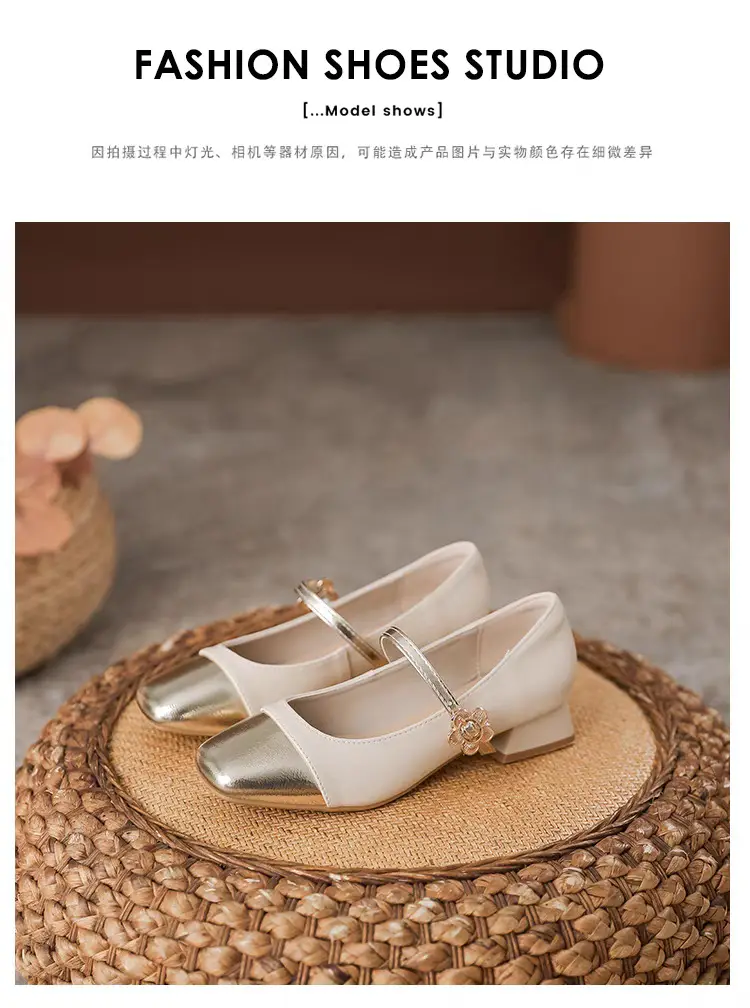 Colorblock Mary Jane Women's Shoes 2024 Summer New French Style Chanel Style Leather Shoes Fairy Style Elegant Shallow Mouth Single-layer Shoes — feature 8