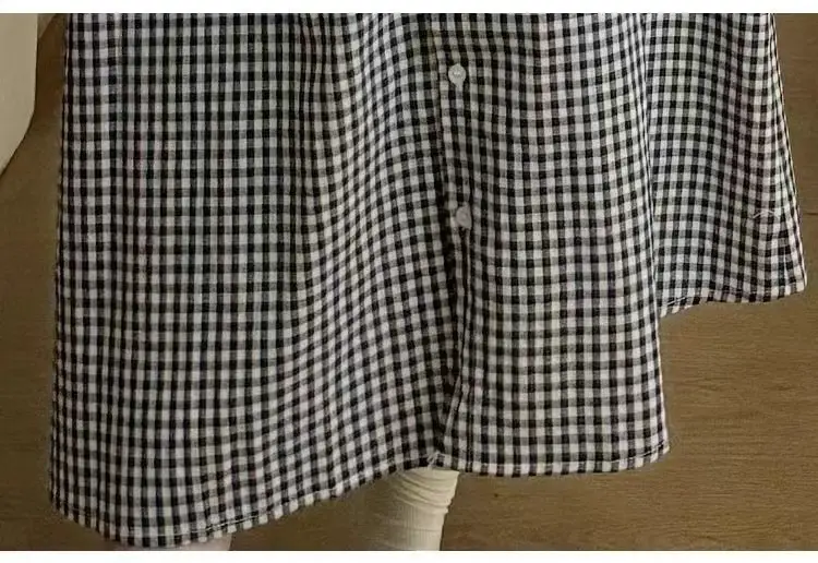 Pregnant women's clothing retro art plaid shirt long short sleeve A word women's spring 2024 new loose dress — feature 8