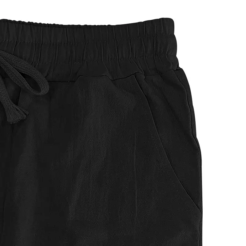 Men Cotton Linen Wide Leg Pants Brown Spring Fall — feature 24