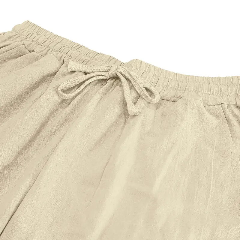 Men Cotton Linen Wide Leg Pants Brown Spring Fall — feature 47