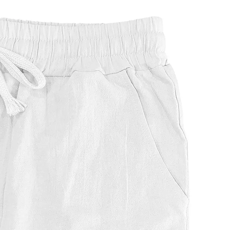 Men Cotton Linen Wide Leg Pants Brown Spring Fall — feature 8