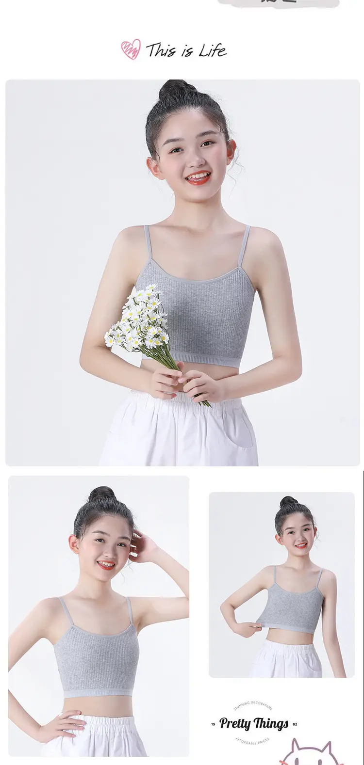 7-9-11-13-14 Years Old Older Kidsren's Development Period Vest Pure Cotton Tube Top Girls Primary School Students Junior High School Students Intimates — feature 15