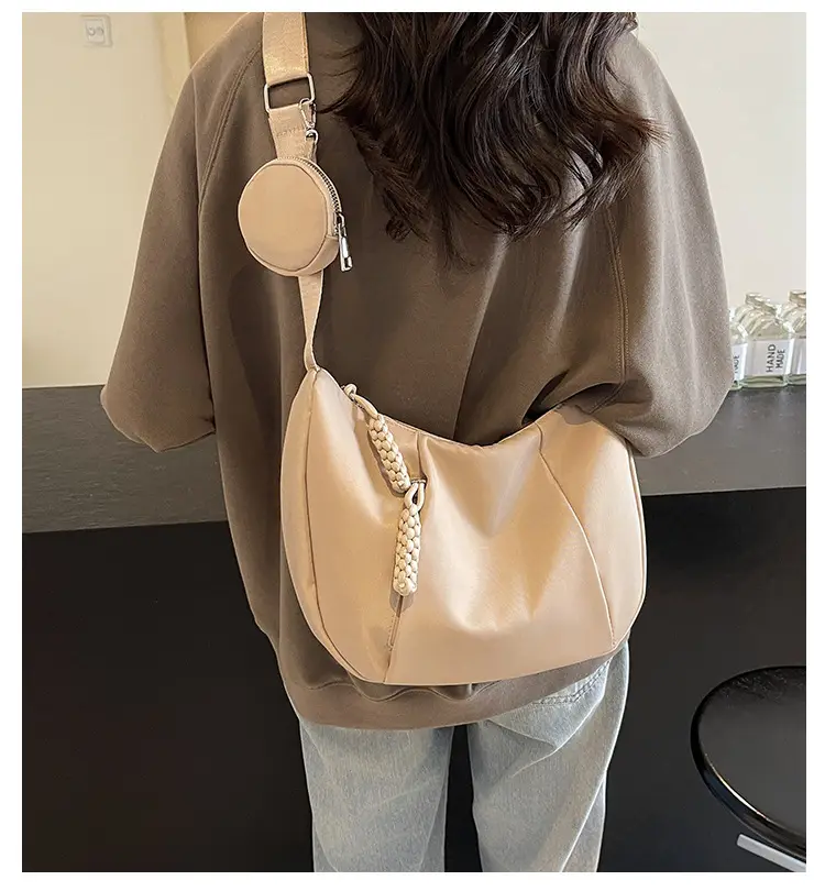 Women's Creamy White Shoulder Bag with Crossbody Strap — feature 1