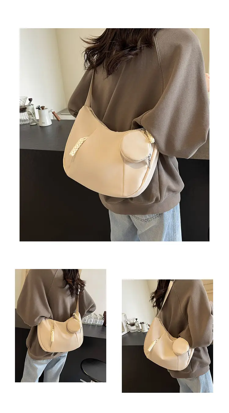 Women's Creamy White Shoulder Bag with Crossbody Strap — feature 9