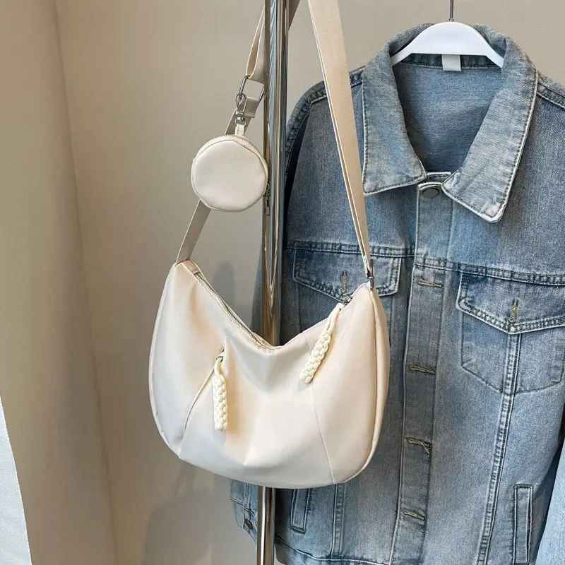 Women's Creamy White Shoulder Bag with Crossbody Strap - Image 2