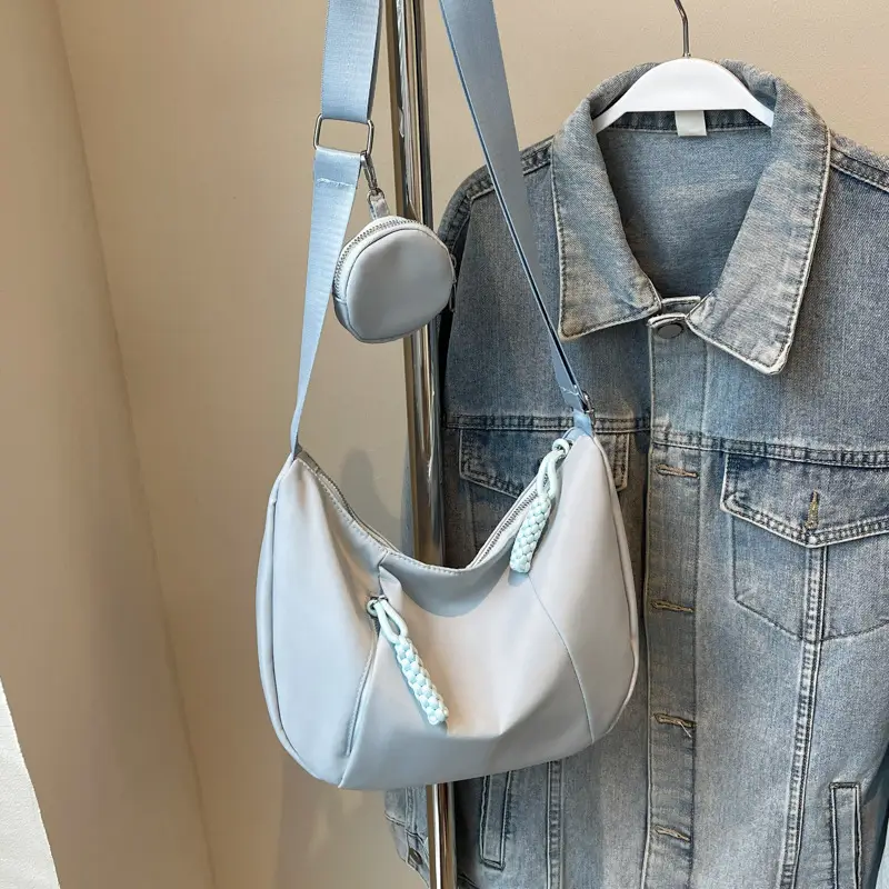 Women's Creamy White Shoulder Bag with Crossbody Strap - Image 3