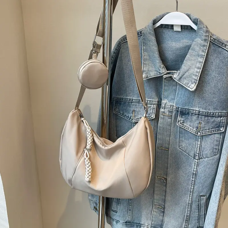 Women's Creamy White Shoulder Bag with Crossbody Strap - Image 5