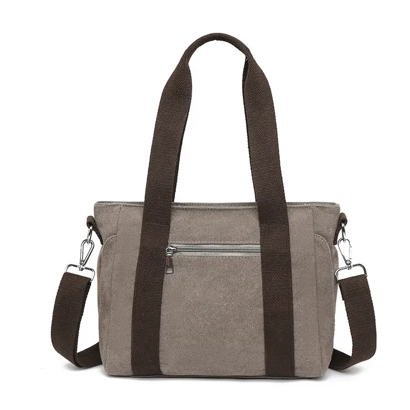 Gray Canvas Crossbody Bag for Women Travel Commute - Image 8