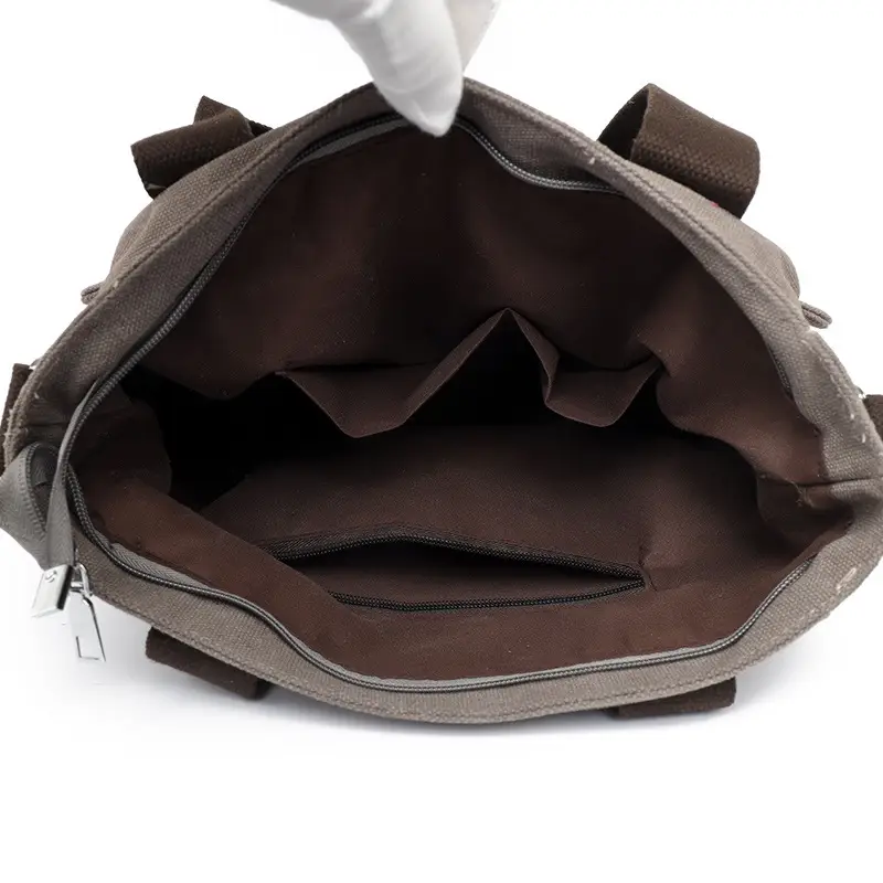 Gray Canvas Crossbody Bag for Women Travel Commute - Image 9