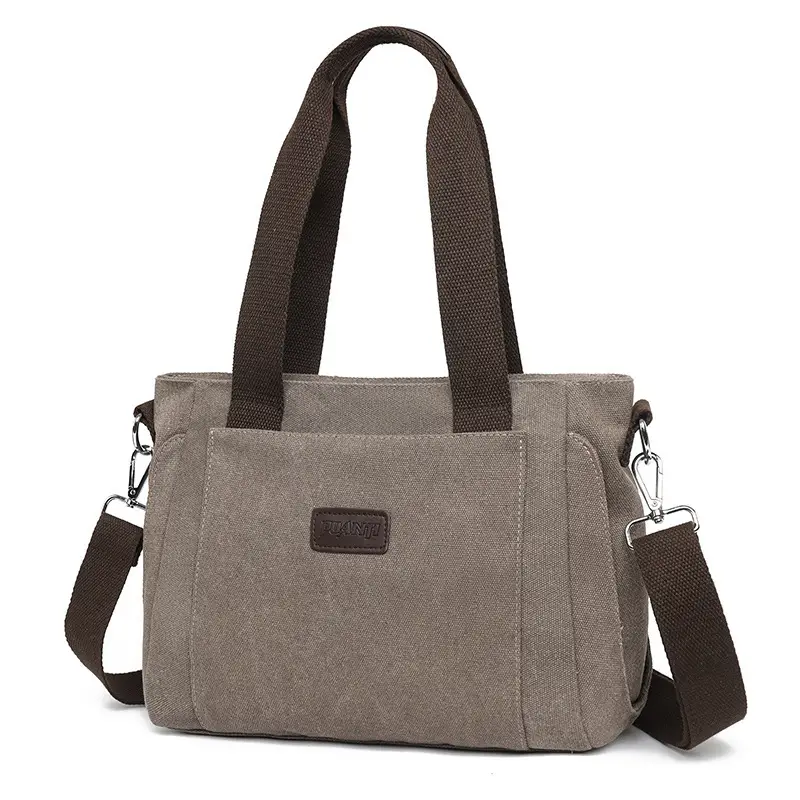 Gray Canvas Crossbody Bag for Women Travel Commute - Image 10