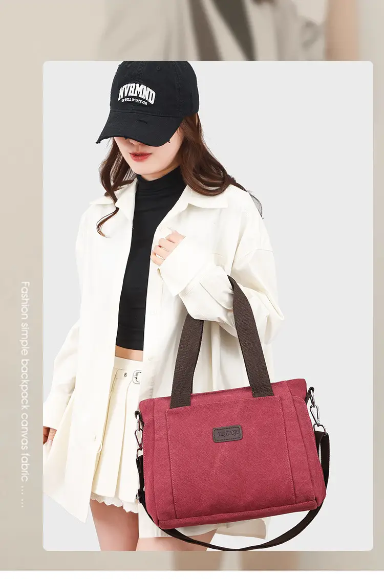 Gray Canvas Crossbody Bag for Women Travel Commute — feature 1