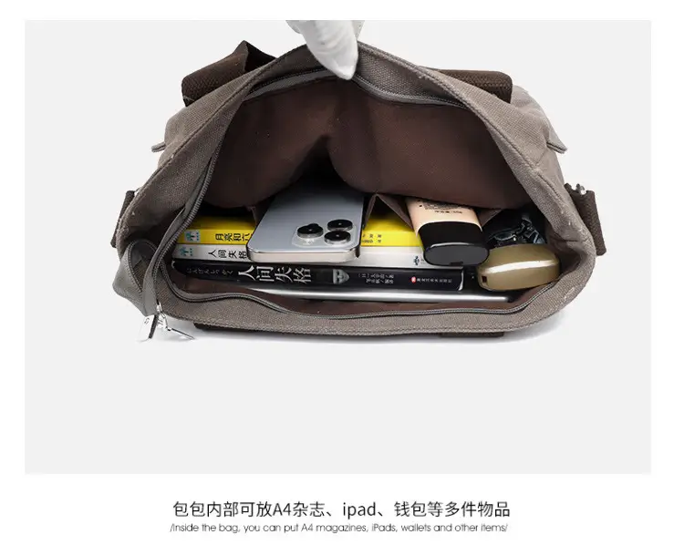 Gray Canvas Crossbody Bag for Women Travel Commute — feature 13