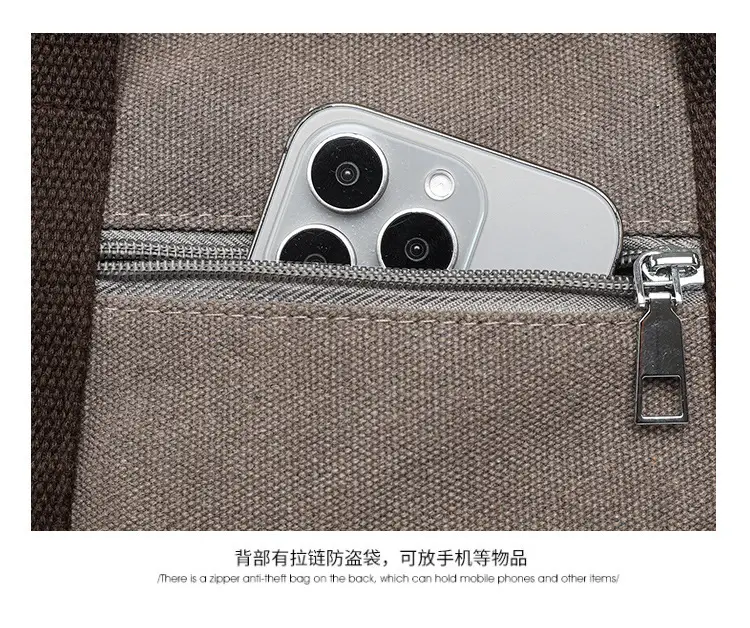 Gray Canvas Crossbody Bag for Women Travel Commute — feature 14
