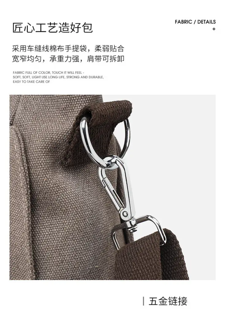 Gray Canvas Crossbody Bag for Women Travel Commute — feature 15