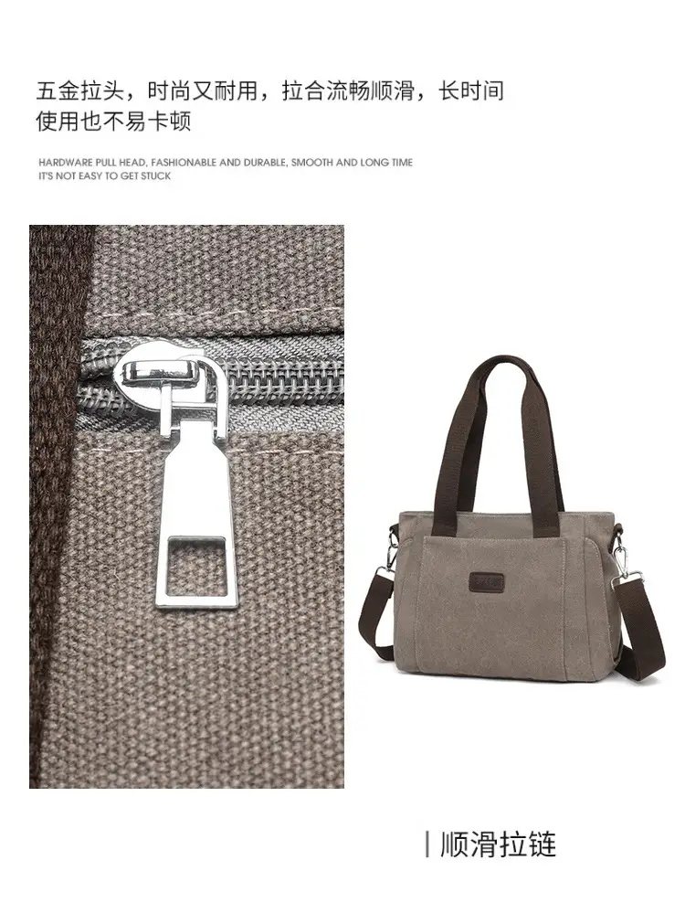 Gray Canvas Crossbody Bag for Women Travel Commute — feature 17