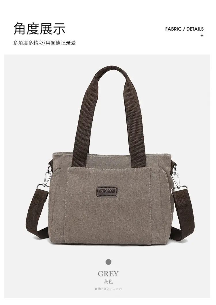 Gray Canvas Crossbody Bag for Women Travel Commute — feature 22