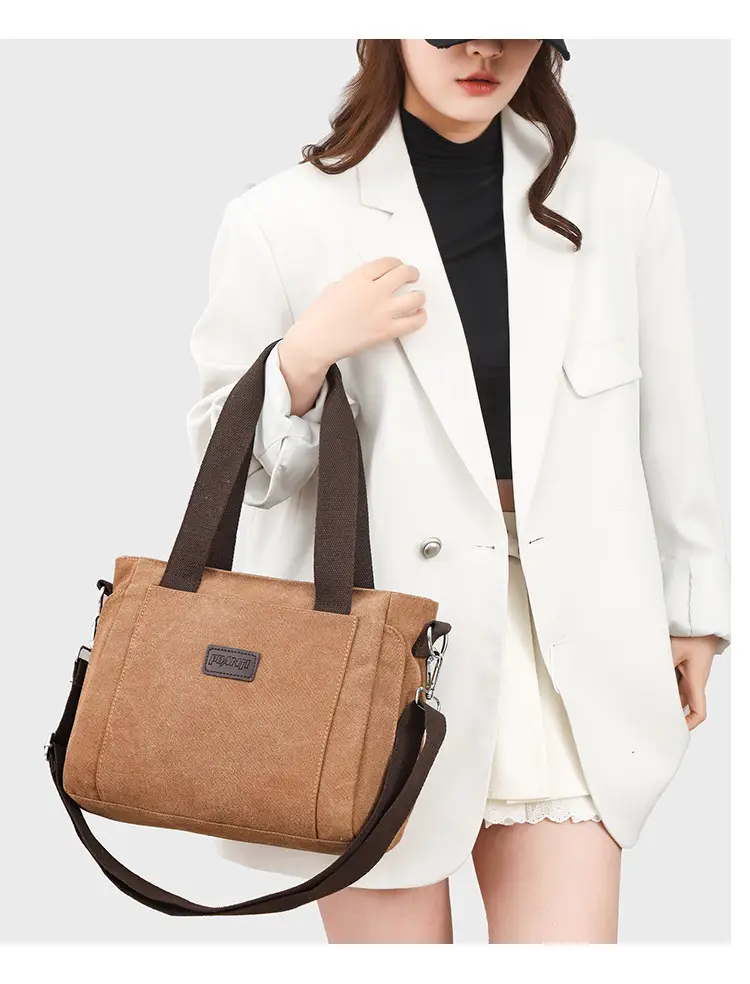 Gray Canvas Crossbody Bag for Women Travel Commute — feature 28