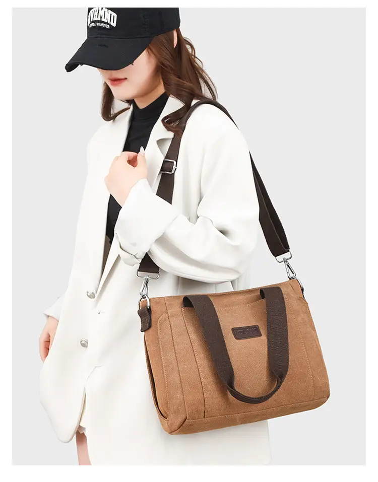 Gray Canvas Crossbody Bag for Women Travel Commute — feature 30