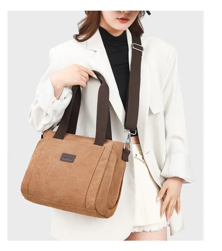 Gray Canvas Crossbody Bag for Women Travel Commute — feature 31