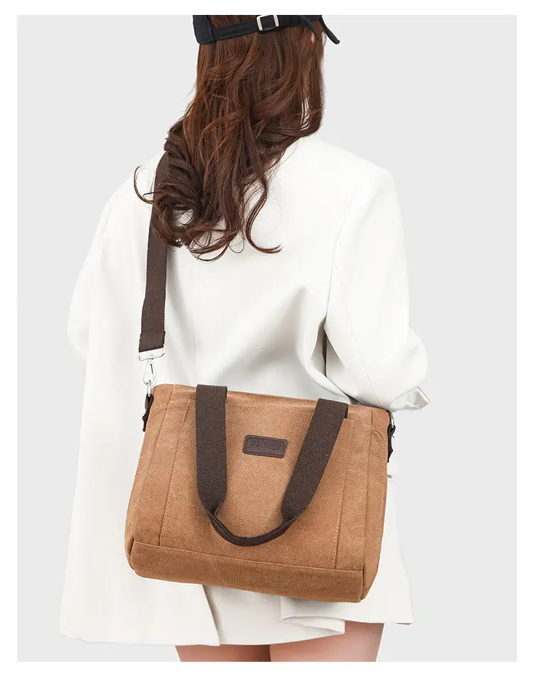 Gray Canvas Crossbody Bag for Women Travel Commute — feature 32