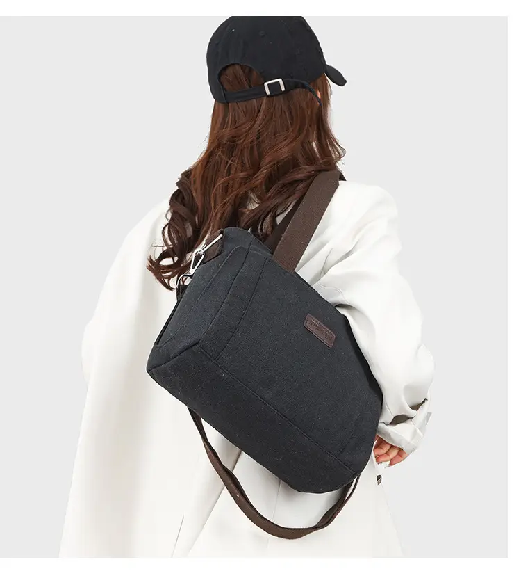 Gray Canvas Crossbody Bag for Women Travel Commute — feature 34