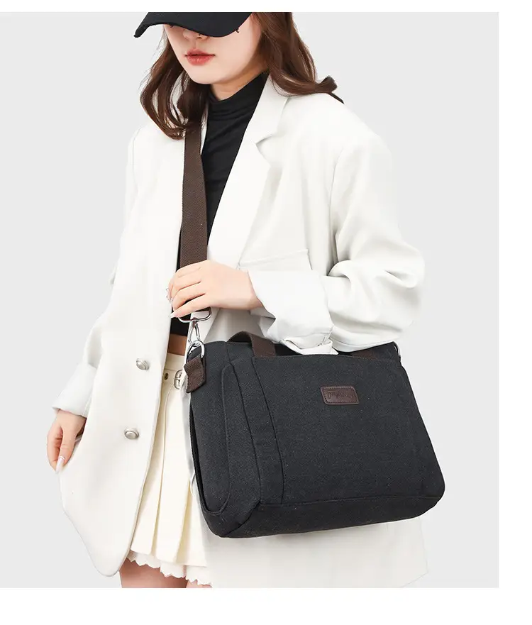 Gray Canvas Crossbody Bag for Women Travel Commute — feature 35