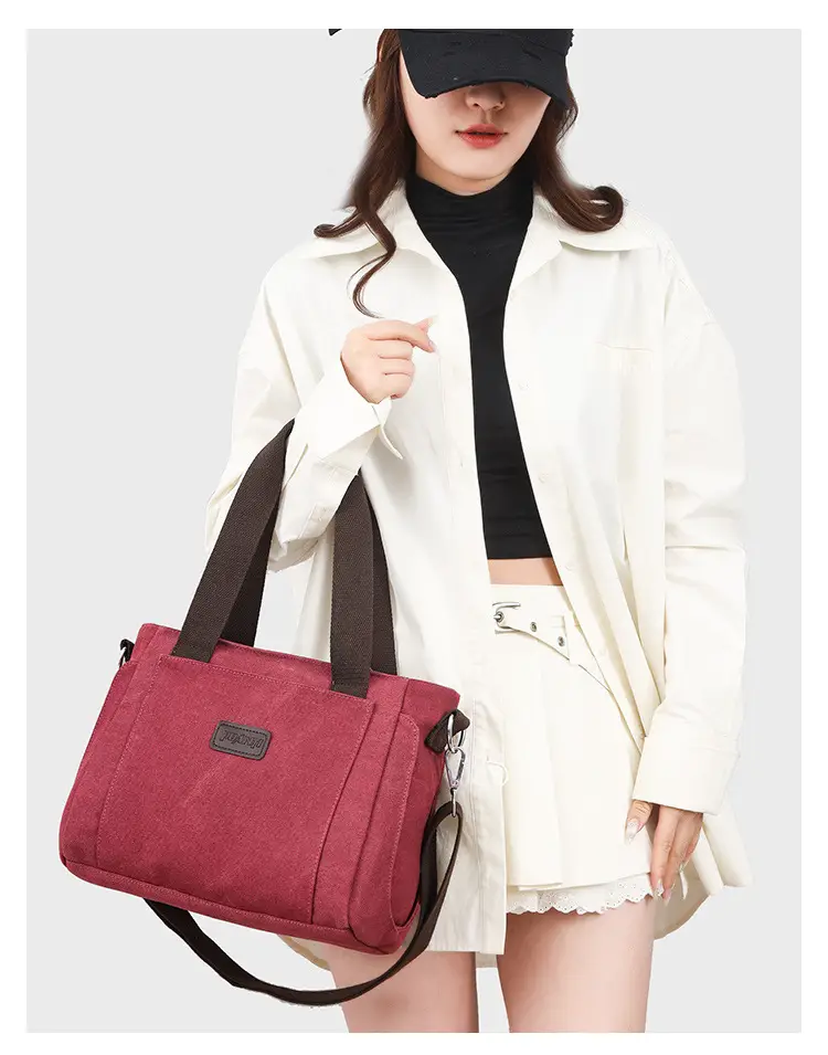 Gray Canvas Crossbody Bag for Women Travel Commute — feature 36