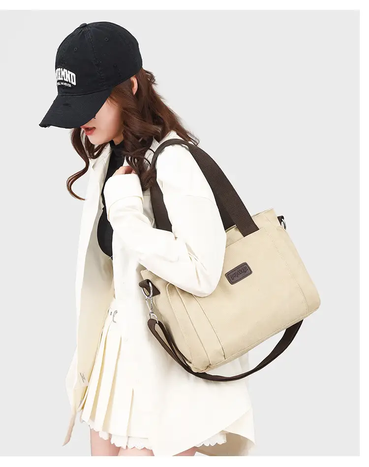 Gray Canvas Crossbody Bag for Women Travel Commute — feature 40