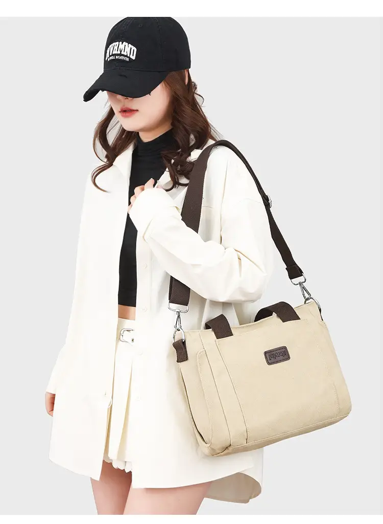 Gray Canvas Crossbody Bag for Women Travel Commute — feature 41
