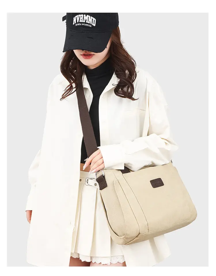 Gray Canvas Crossbody Bag for Women Travel Commute — feature 42