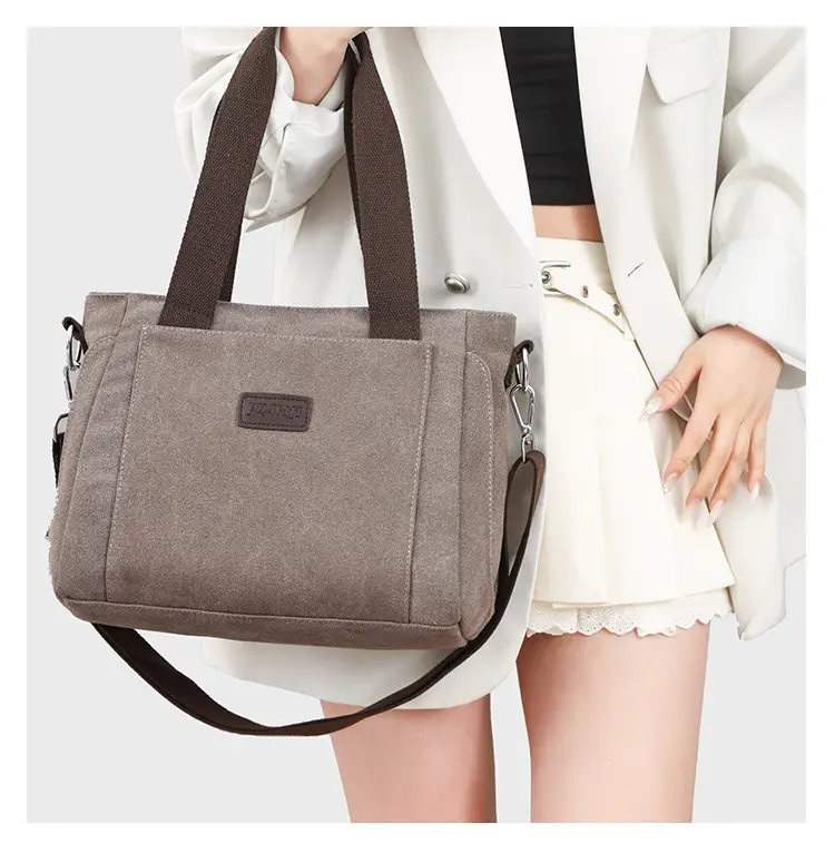 Gray Canvas Crossbody Bag for Women Travel Commute — feature 43