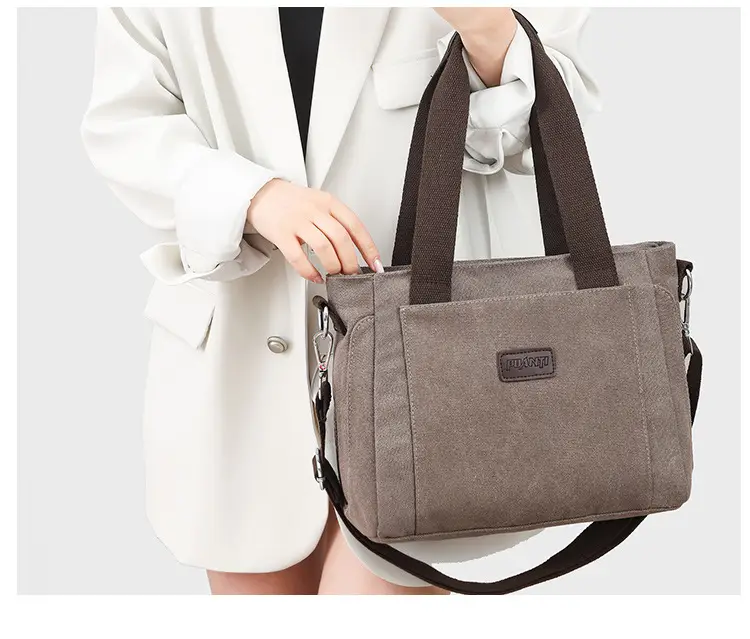 Gray Canvas Crossbody Bag for Women Travel Commute — feature 44