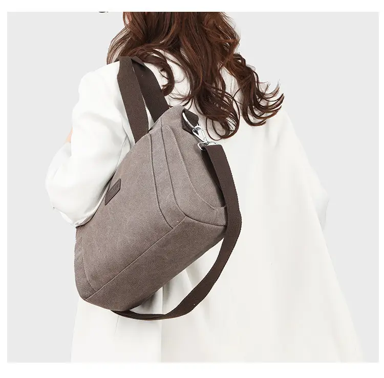 Gray Canvas Crossbody Bag for Women Travel Commute — feature 45