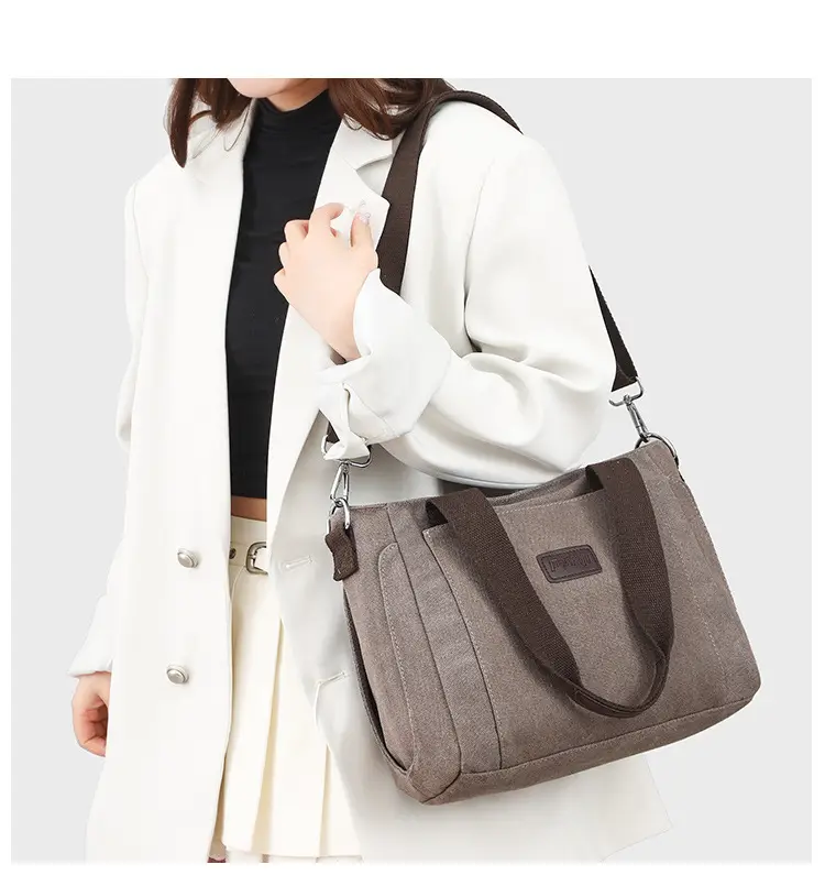 Gray Canvas Crossbody Bag for Women Travel Commute — feature 46