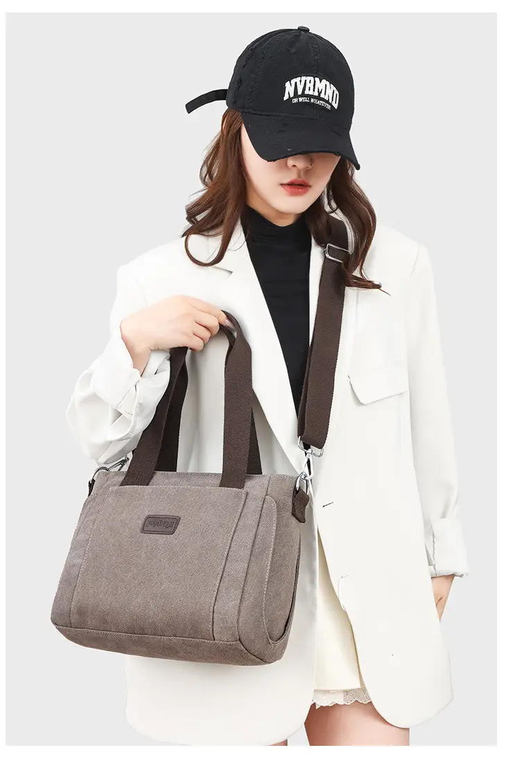 Gray Canvas Crossbody Bag for Women Travel Commute — feature 47