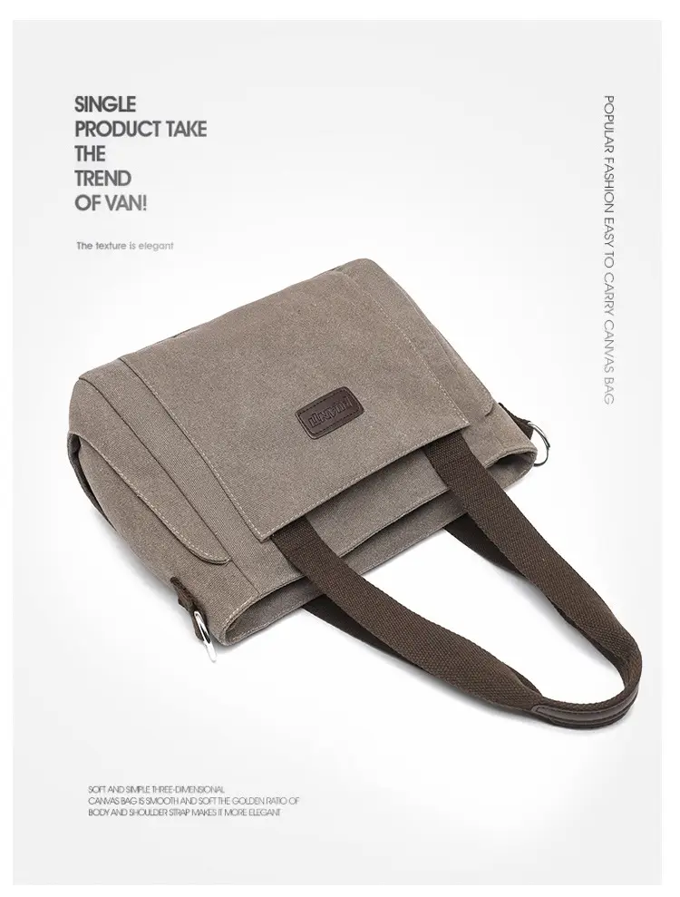 Gray Canvas Crossbody Bag for Women Travel Commute — feature 5