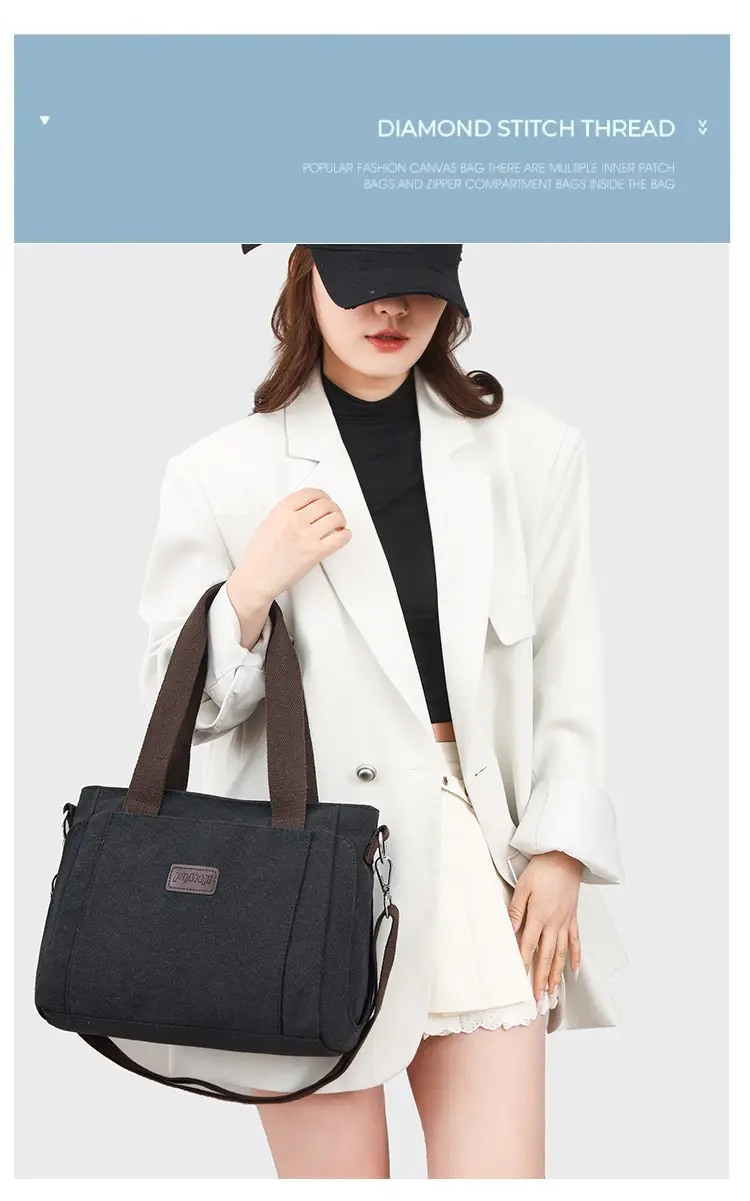 Gray Canvas Crossbody Bag for Women Travel Commute — feature 6
