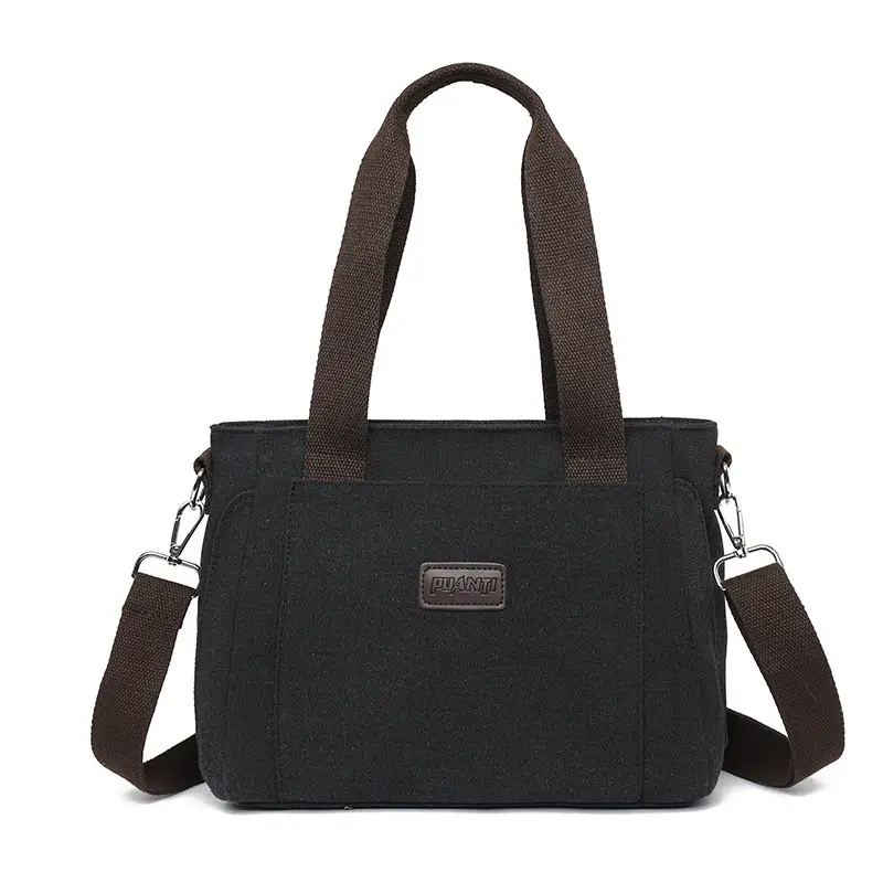 Gray Canvas Crossbody Bag for Women Travel Commute - Image 3