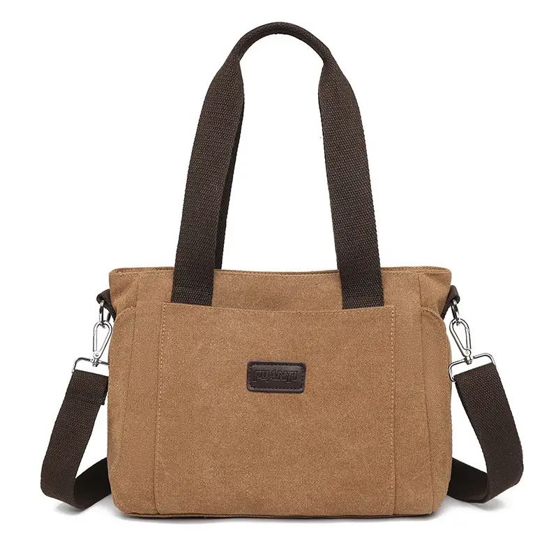Gray Canvas Crossbody Bag for Women Travel Commute - Image 4