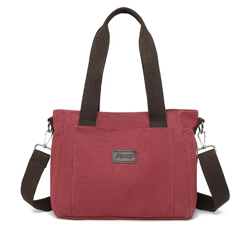 Gray Canvas Crossbody Bag for Women Travel Commute - Image 5