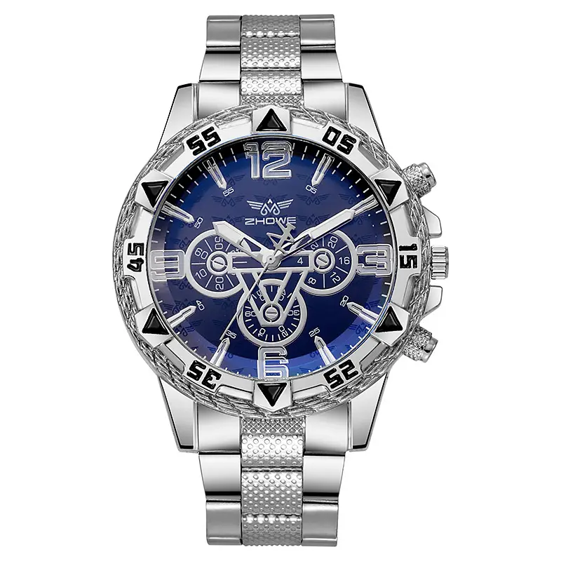 Gold Mechanical Watch for Men with Blue Dial & Large Numbers - Image 14