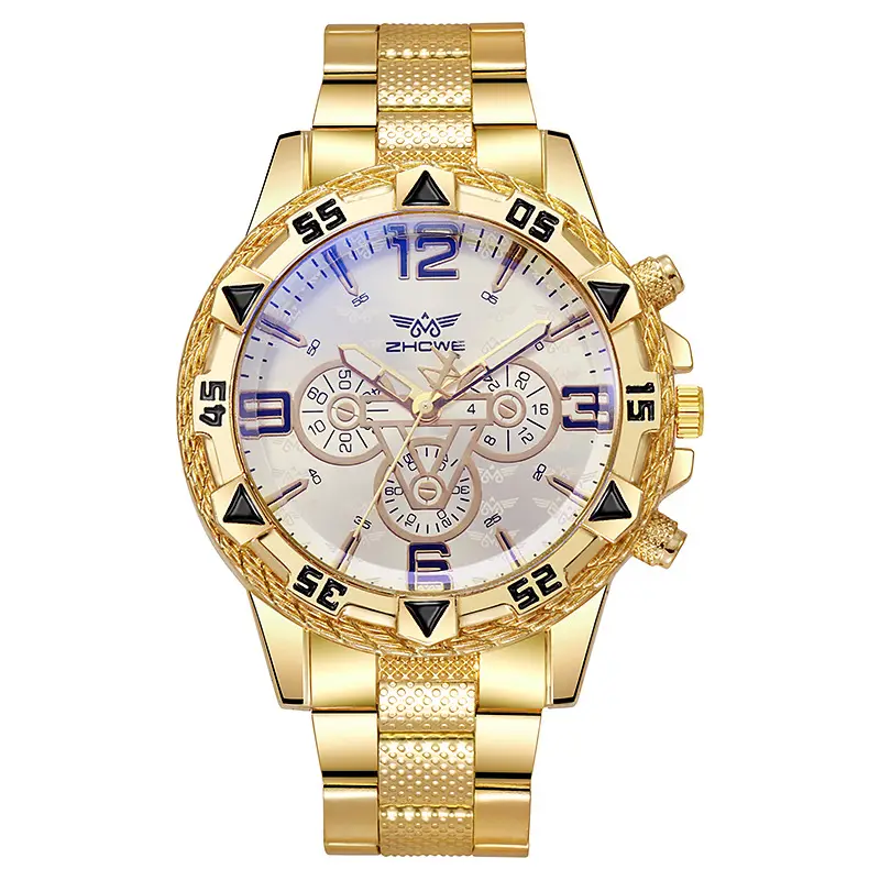 Gold Mechanical Watch for Men with Blue Dial & Large Numbers — feature 10
