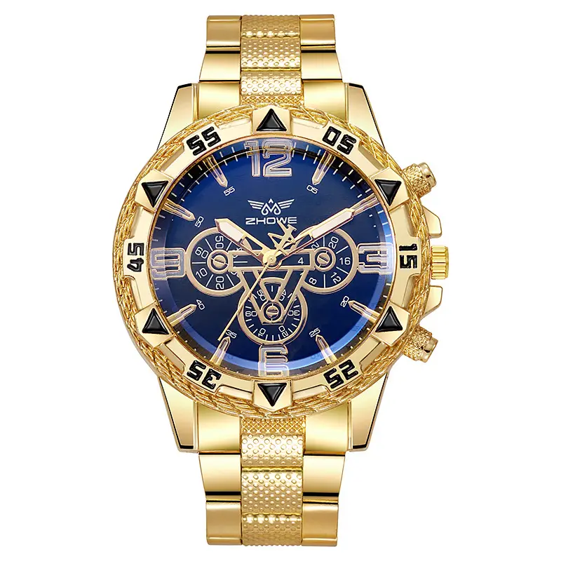 Gold Mechanical Watch for Men with Blue Dial & Large Numbers — feature 11
