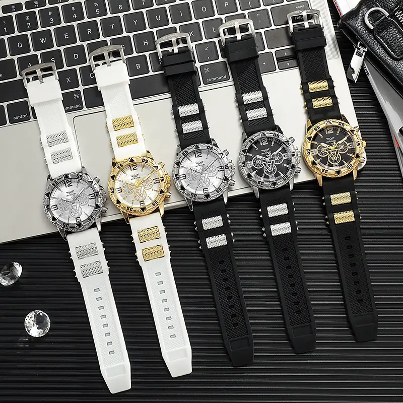 Gold Mechanical Watch for Men with Blue Dial & Large Numbers — feature 2